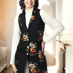 BAESD Women Printed Longline Button Shrug-18