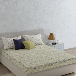 MYTRIDENT Yellow Floral 120 TC Pure Cotton Queen Bedsheet Set 2.28 m x 2.54 m-image-71