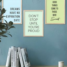 Kotart Blue & Green 3 Pieces Wooden Typography Wall Arts-picture-5