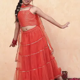 Biba Girls Embellished Ready to Wear Lehenga & Blouse With Dupatta-picture-1