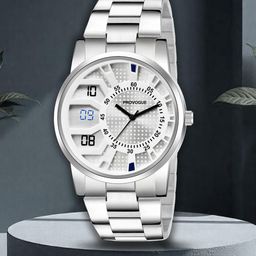 Provogue Men Brass Patterned Dial & Stainless Steel Analogue Watch PR-GR026-SLV-CH-41