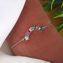 KPOP Silver-Plated Cubic Zirconia Charm Bracelet-image-22