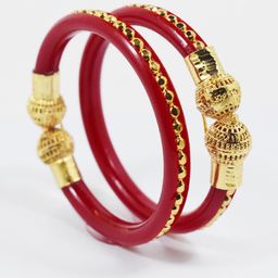 Sattik Set of 2 Gold Plated Shakha Pola Bangle-image-57