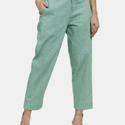 CORSICA Women Solid Tailored Regular Fit Mid-Rise Cotton Trouser-picture-24