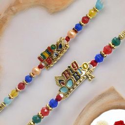 MEIRA JEWELLERY 4-Pcs Rakhi With Roli Chawal & Greeting Card-image-86