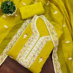 MANVAA Floral Embroidered Chanderi Cotton Unstitched Dress Material-picture-28