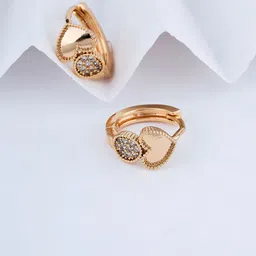 DIMIKI KOREAN Rose Gold-Plated American Diamond Studded Anti Tarnish Heart Hoop Earrings-picture-22