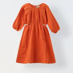 SPUNKIES Puff Sleeve A-Line Dress-1