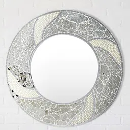 Royaloak White Mosaic Glass Wall Mirror-35
