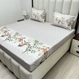 Pure Decor Royal Majestic Grey Floral Cotton 350 TC Double King Bedsheet Set-2.74m X 2.74m-picture-43