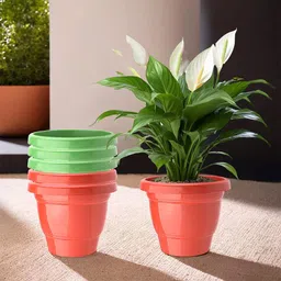 Kuber Industries 6 Pcs Red & Green Lightweight Planters-17