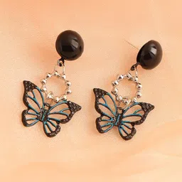 DressBerry Set Of 2 Gold-Plated Artificial Stones Studded Animal Shaped Drop Earrings-13