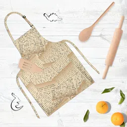 ArtzFolio Beige & Black Printed Cotton Aprons-26