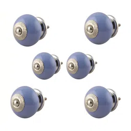 Indianshelf Blue & Silver Toned 6 Pieces Ceramic Knobs-54