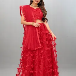 A TO Z CART Embroidered Beads and Stones Semi-Stitched Lehenga & Unstitched Blouse With Dupatta-image-63