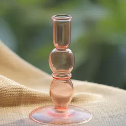 LIGHTHOUSE CANDLE Pink Blume Glass Taper Candle Holder-image-93