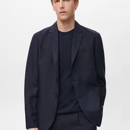 MANGO MAN Notched Lapel Single-Breasted Slim Fit Casual Blazers-image-71