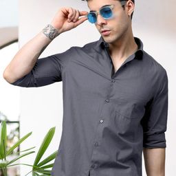 Moda Rapido Men Standard Fit Spread Collar Solid Cotton Casual Shirt-image-21