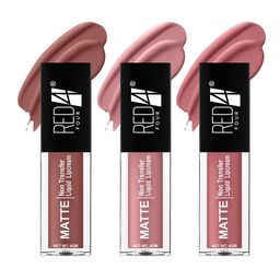 RED 4 Miss Perfect Set Of 3 Non Transfer Matte Liquid Lipstick 4 g Each- Shade 203-204-205-2