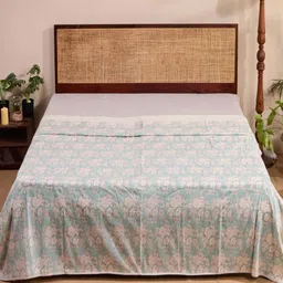 Fabindia Hamza Blue & White Floral Printed Cotton AC Room Single Bed Dohar-image-19