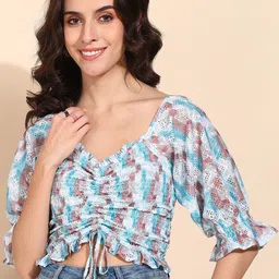 Asami Women Printed Net Crop Top-picture-25