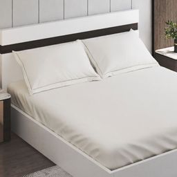 Home Centre Sienna White Cotton 144 TC King Bedsheet Set 2.74 m x 2.74 m-image-59