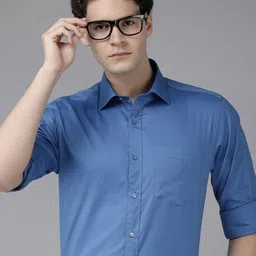 Van Heusen Self Design Custom Fit Pure Cotton Formal Shirt-image-36