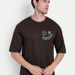 BENNY BROOKS Unisex Smiley Printed Round Neck Drop-Shoulder Sleeves Oversized T-shirt-image-62