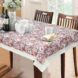 LooMantha Brown Floral Waterproof Plastic 6-Seater Table Cover-image-40