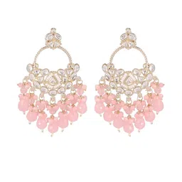 Handmade Gold Plated Kundan Bali Earrings with Colorful Drop Moti Bollywood Style by Zarmar Fashion Jewellery-image-81