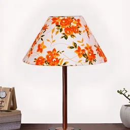 Aura White & Orange Printed Metal Frustum Shaped Table Lamp-28