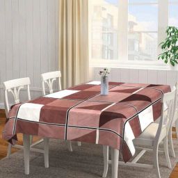 fabinaliv Geometric (72x52) Brown Poly Cotton Table Cloth-picture-9