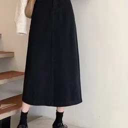 Tripursundari Fashion A-Line Maxi Denim Skirt-picture-29