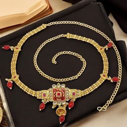 FEMMIBELLA Artificial Stones Studded Waist Chain Saree Accessories-image-19