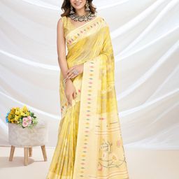 Mitera Ethnic Motifs Zari Silk Blend Saree-image-0
