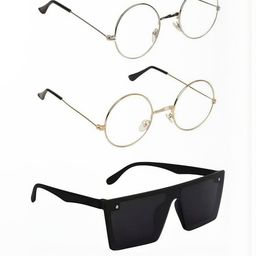 Arzonai Unisex Pack Of 3 Round & Square Sunglasses With UV Protected Lens-picture-14
