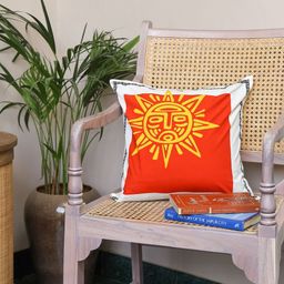 Myntra Elegant Homes Aztec Echoes White & Orange Abstract Printed Square Cushion Cover-image-42