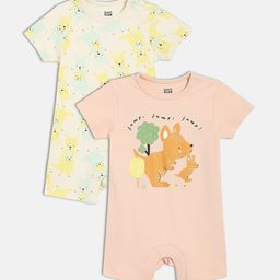 MINI KLUB Infant Boys Pack Of 2 Animal Printed Cotton Rompers-image-98