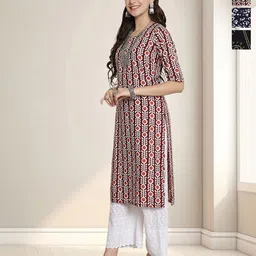 HERE&NOW Women Pack Of 3 Ethnic Motifs Printed Crepe Kurta-image-77