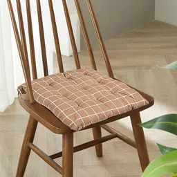 Kuber Industries Brown & Green 4 Pieces Printed Cotton Chair Pads-95