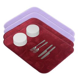 Kuber Industries 4-Pcs Maroon & Purple Non Slip Dish Drying Mats-25