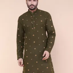 W & G Geometric Printed Mandarin Collar Pure Cotton Kurta With Trousers-picture-52