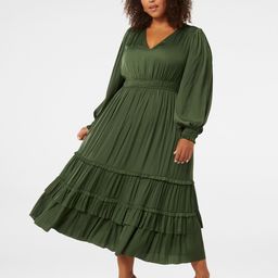 Forever New Puff Sleeve Satin Fit & Flare Midi Dress-31