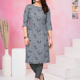 KETAKI FASHION Selection Of 4 Floral Printed Round Neck Straight Kurtas-picture-37