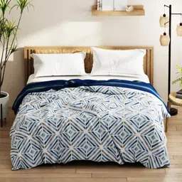 KOPA Blue & White Geometric Microfiber AC Room 150 GSM Double Bed Comforter-picture-37