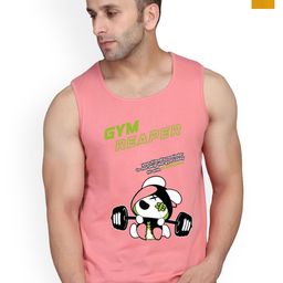 SLOWLORIS Pack Of 2 Printed Scoop Neck Sleeveless Cotton Gym Vests-picture-22