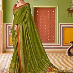 Saree mall Kalamkari Silk Blend Designer Tussar Sarees-image-92