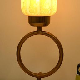 SOMIL Yellow Printed Glass Cylindrical Shaped Table Lamp-image-87