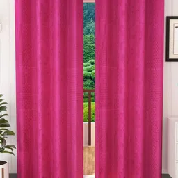 Stella Creations Pink 2 Pieces Floral Printed Door Curtains-image-60