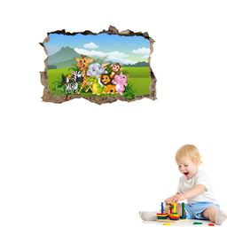 Asian royalGreen & Brown Cartoon Characters Printed Waterproof Wall Sticker-image-2